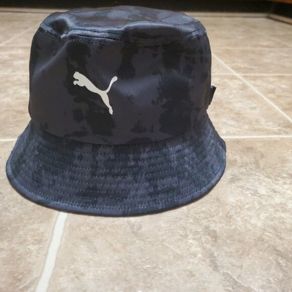 Puma Bucket Hat Y2K Unisex Black Grey Space Dye Nylon OS - Picture 2 of 9